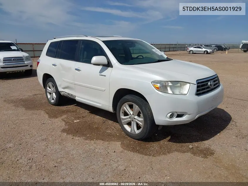 2010 Toyota Highlander Limited V6 VIN: 5TDDK3EH5AS001929 Lot: 45508562