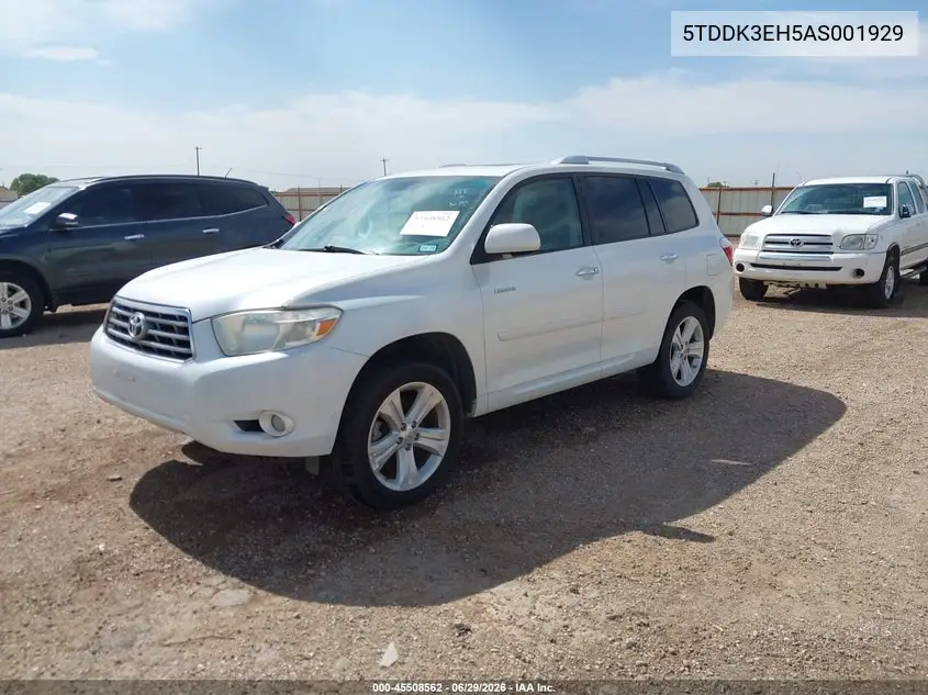 2010 Toyota Highlander Limited V6 VIN: 5TDDK3EH5AS001929 Lot: 45508562