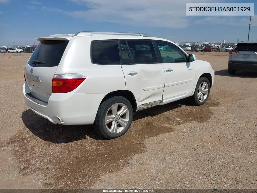 2010 Toyota Highlander Limited V6 VIN: 5TDDK3EH5AS001929 Lot: 45508562