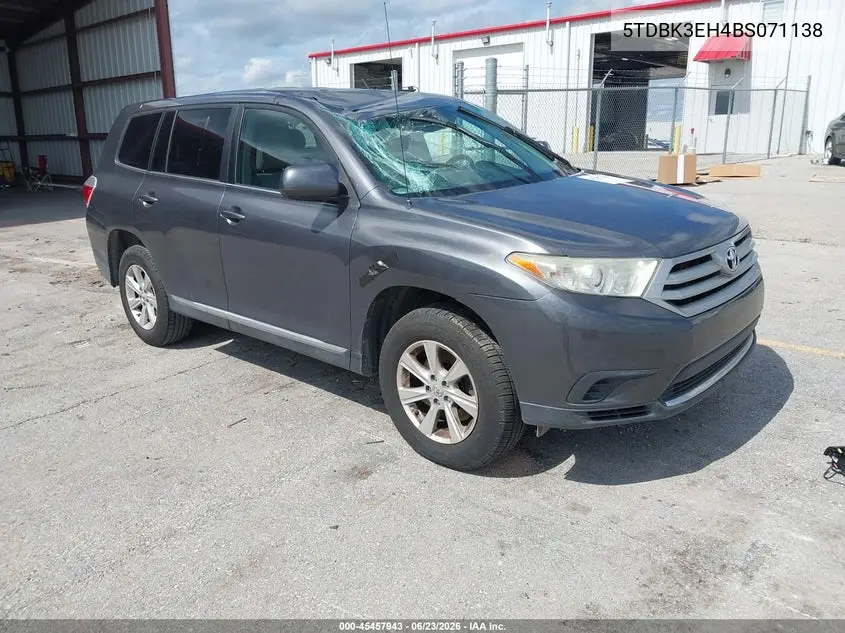 2011 Toyota Highlander Base V6 VIN: 5TDBK3EH4BS071138 Lot: 45457943