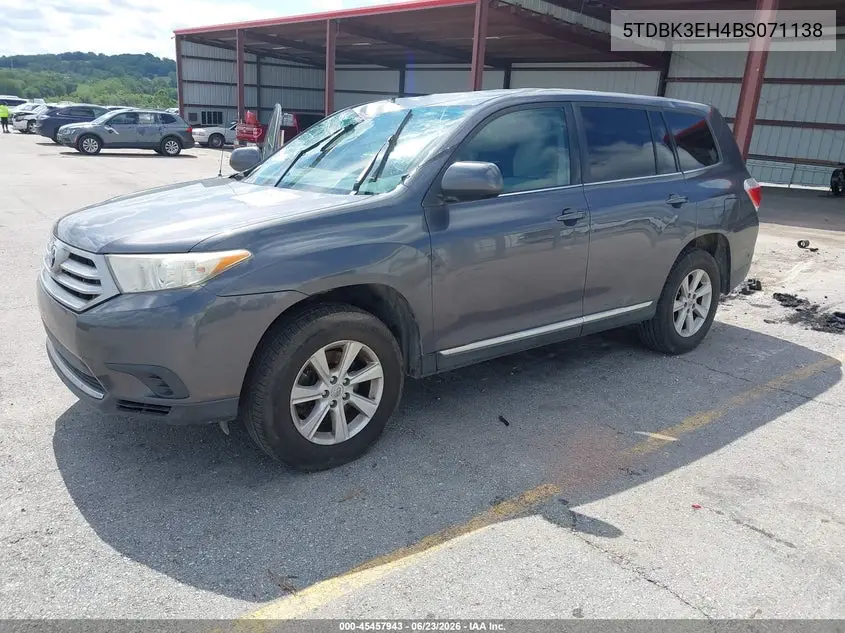 2011 Toyota Highlander Base V6 VIN: 5TDBK3EH4BS071138 Lot: 45457943