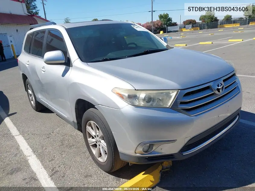 2011 Toyota Highlander Se V6 VIN: 5TDBK3EH3BS043606 Lot: 45474609