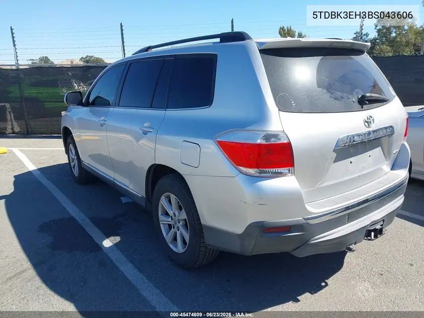2011 Toyota Highlander Se V6 VIN: 5TDBK3EH3BS043606 Lot: 45474609