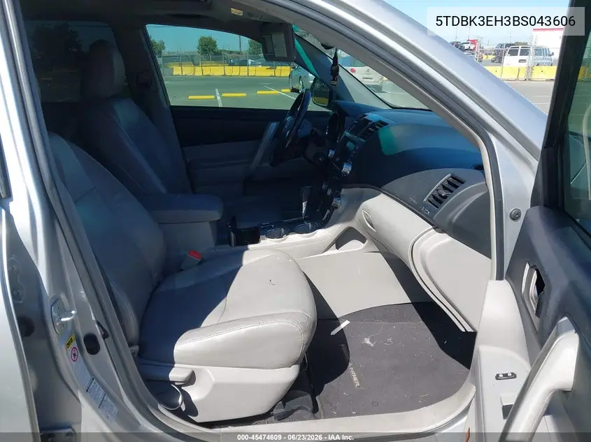 2011 Toyota Highlander Se V6 VIN: 5TDBK3EH3BS043606 Lot: 45474609