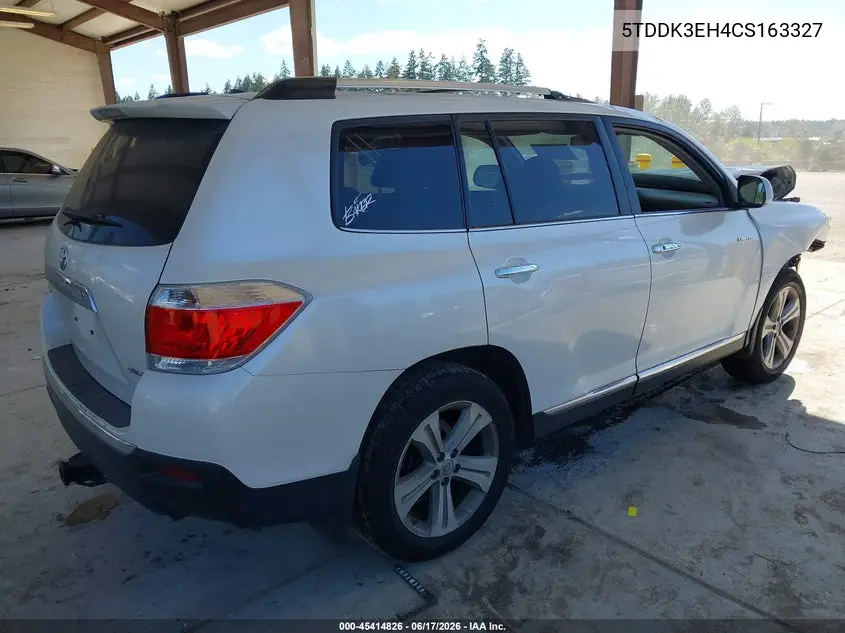 2012 Toyota Highlander Limited V6 VIN: 5TDDK3EH4CS163327 Lot: 45414826