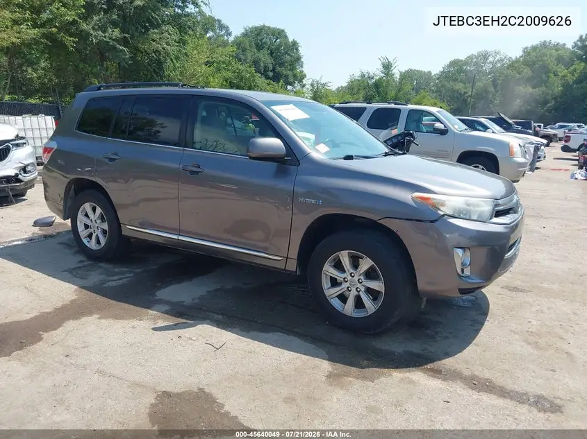 2012 Toyota Highlander Hybrid Base V6 VIN: JTEBC3EH2C2009626 Lot: 45640049
