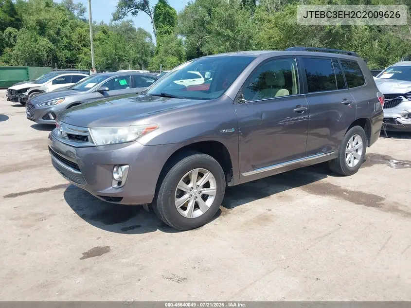 2012 Toyota Highlander Hybrid Base V6 VIN: JTEBC3EH2C2009626 Lot: 45640049