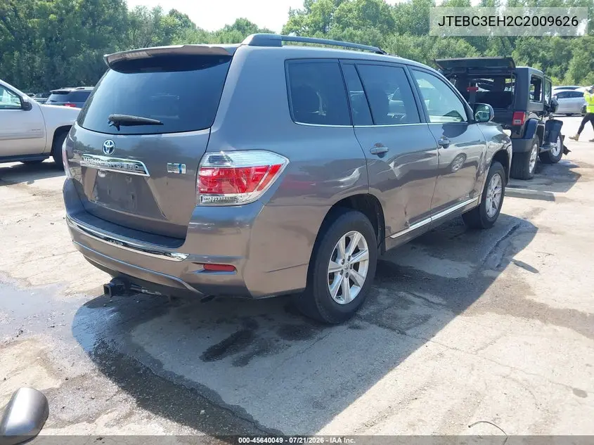 2012 Toyota Highlander Hybrid Base V6 VIN: JTEBC3EH2C2009626 Lot: 45640049