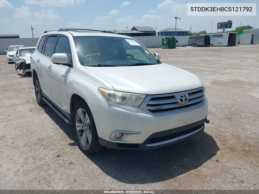 2012 Toyota Highlander Limited V6 VIN: 5TDDK3EH8CS121792 Lot: 45655936