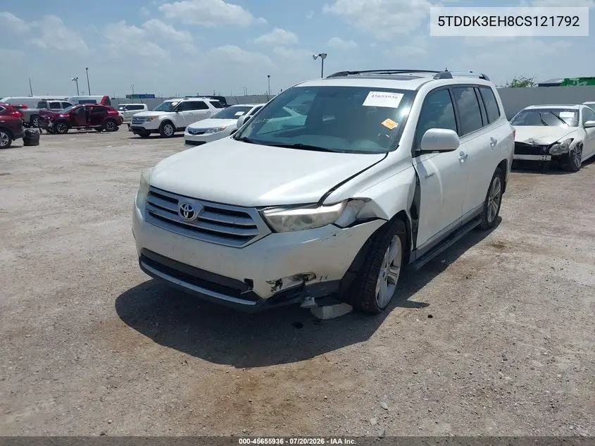 2012 Toyota Highlander Limited V6 VIN: 5TDDK3EH8CS121792 Lot: 45655936