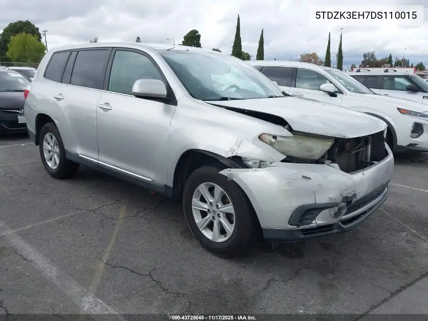 5TDZK3EH7DS110015 2013 Toyota Highlander Base V6