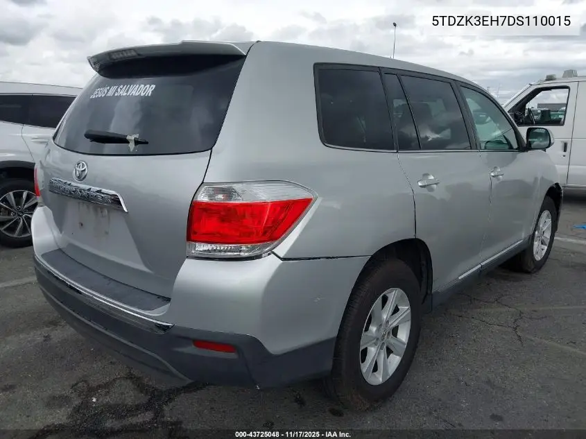 5TDZK3EH7DS110015 2013 Toyota Highlander Base V6