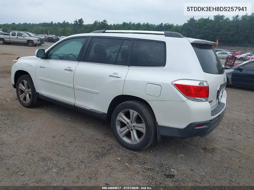 2013 Toyota Highlander Limited V6 VIN: 5TDDK3EH8DS257941 Lot: 45685817