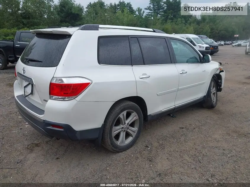 2013 Toyota Highlander Limited V6 VIN: 5TDDK3EH8DS257941 Lot: 45685817