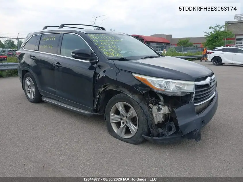 2014 Toyota Highlander Limited/Ltd Platnum VIN: 5TDDKRFH3ES063174 Lot: 12644977x