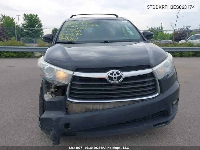 2014 Toyota Highlander Limited/Ltd Platnum VIN: 5TDDKRFH3ES063174 Lot: 12644977x