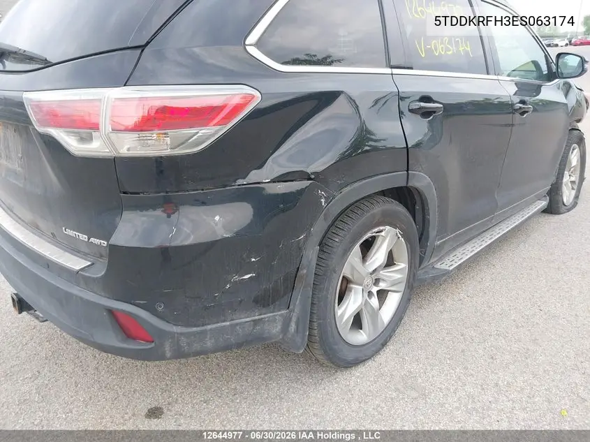 2014 Toyota Highlander Limited/Ltd Platnum VIN: 5TDDKRFH3ES063174 Lot: 12644977x