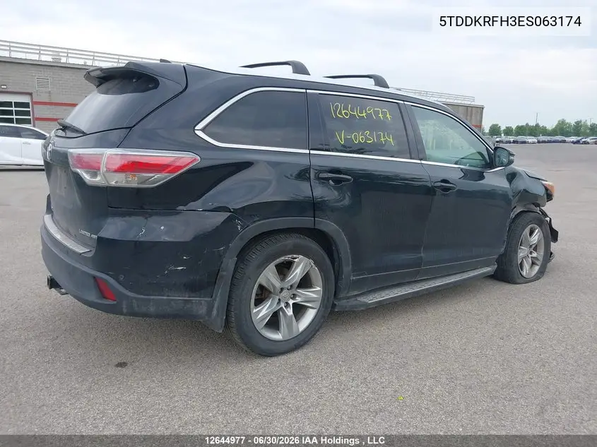 2014 Toyota Highlander Limited/Ltd Platnum VIN: 5TDDKRFH3ES063174 Lot: 12644977x