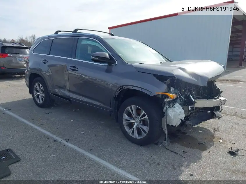 5TDJKRFH6FS191946 2015 Toyota Highlander Xle V6