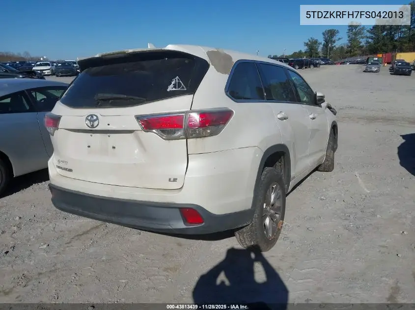 5TDZKRFH7FS042013 2015 Toyota Highlander Le Plus V6