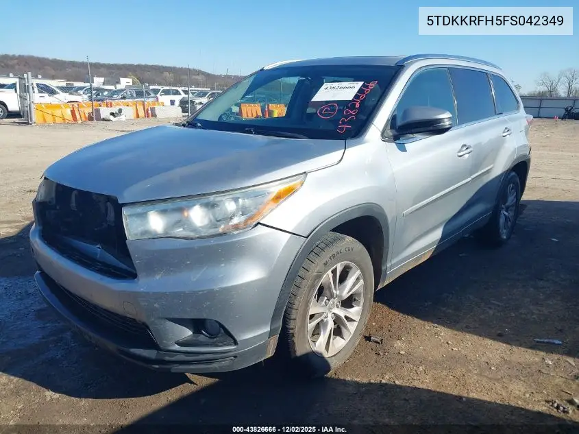 5TDKKRFH5FS042349 2015 Toyota Highlander Xle V6