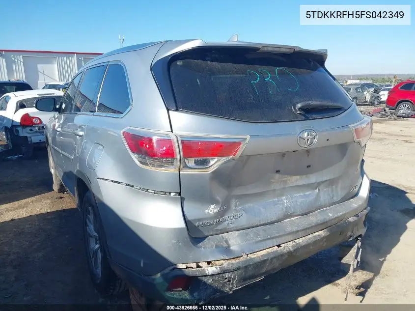5TDKKRFH5FS042349 2015 Toyota Highlander Xle V6