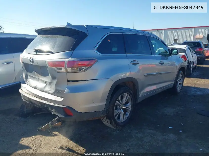 5TDKKRFH5FS042349 2015 Toyota Highlander Xle V6