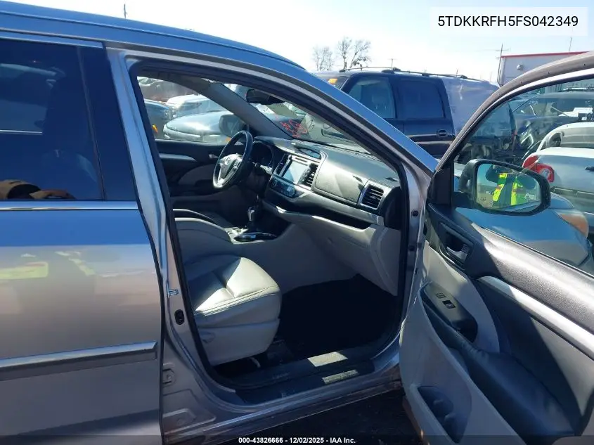 5TDKKRFH5FS042349 2015 Toyota Highlander Xle V6