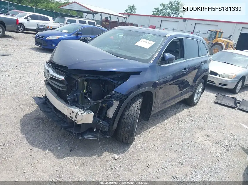 2015 Toyota Highlander Limited Platinum V6 VIN: 5TDDKRFH5FS181339 Lot: 45391268