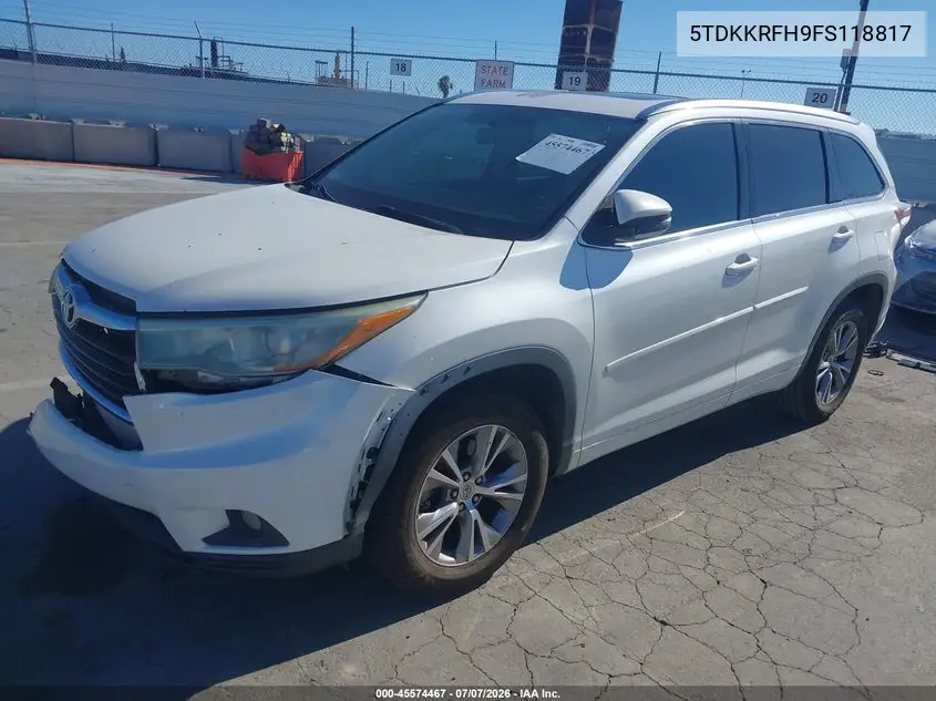 2015 Toyota Highlander Xle V6 VIN: 5TDKKRFH9FS118817 Lot: 45574467