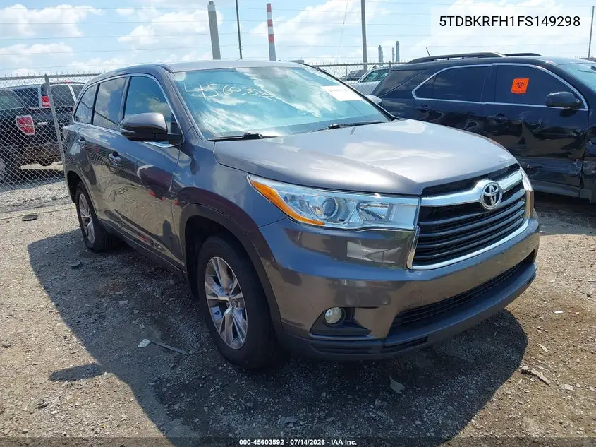 2015 Toyota Highlander Le Plus V6 VIN: 5TDBKRFH1FS149298 Lot: 45603592
