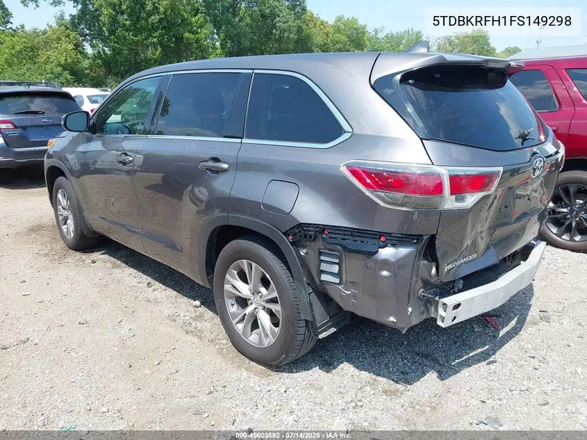 2015 Toyota Highlander Le Plus V6 VIN: 5TDBKRFH1FS149298 Lot: 45603592