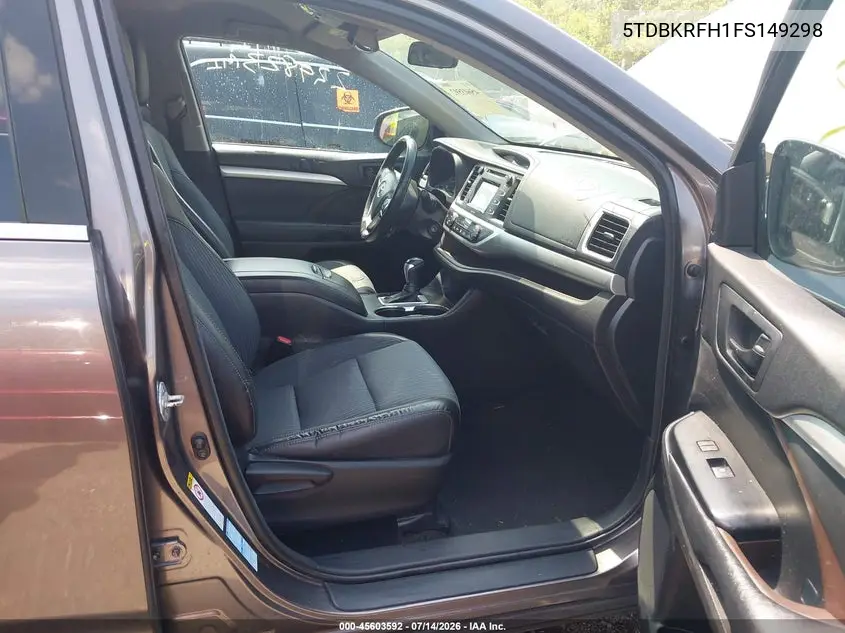 2015 Toyota Highlander Le Plus V6 VIN: 5TDBKRFH1FS149298 Lot: 45603592