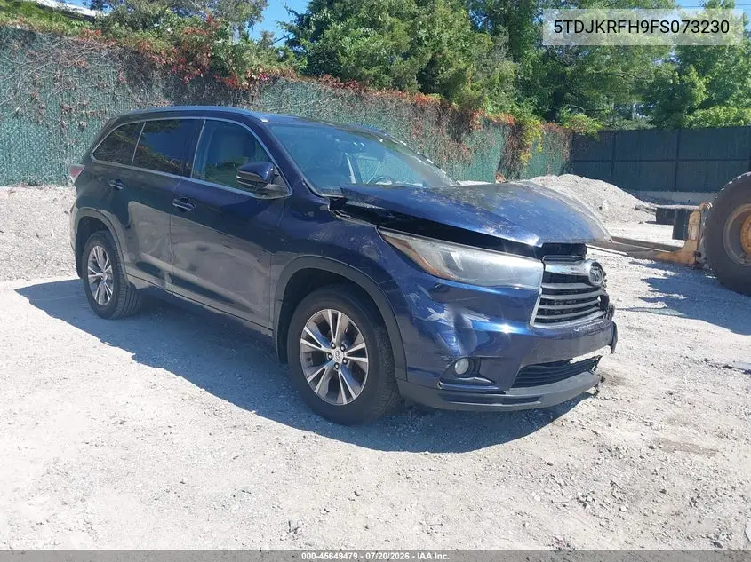 2015 Toyota Highlander Xle V6 VIN: 5TDJKRFH9FS073230 Lot: 45649479