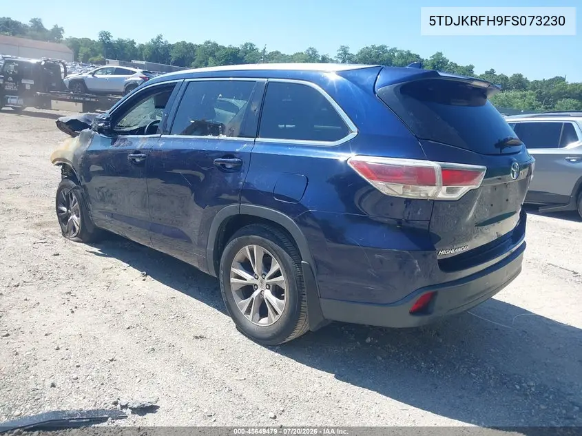 2015 Toyota Highlander Xle V6 VIN: 5TDJKRFH9FS073230 Lot: 45649479
