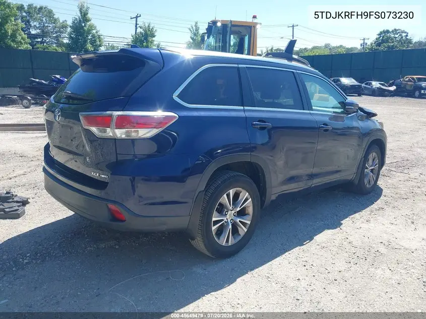 2015 Toyota Highlander Xle V6 VIN: 5TDJKRFH9FS073230 Lot: 45649479