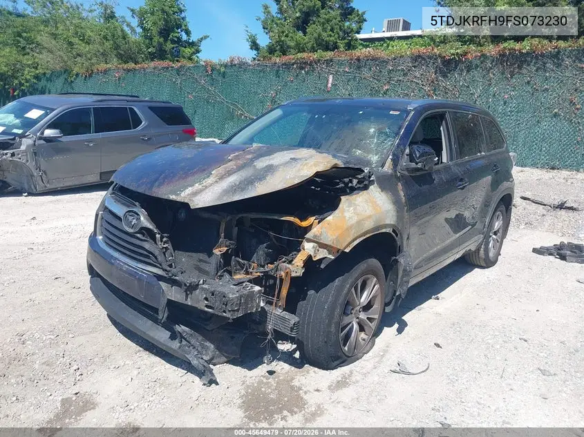 2015 Toyota Highlander Xle V6 VIN: 5TDJKRFH9FS073230 Lot: 45649479