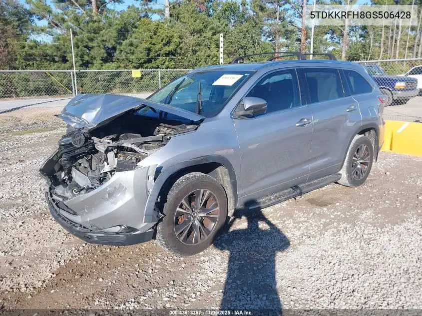 5TDKKRFH8GS506428 2016 Toyota Highlander Xle