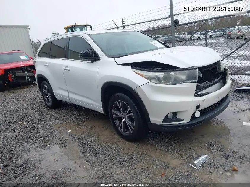 5TDKKRFH2GS159887 2016 Toyota Highlander Xle V6