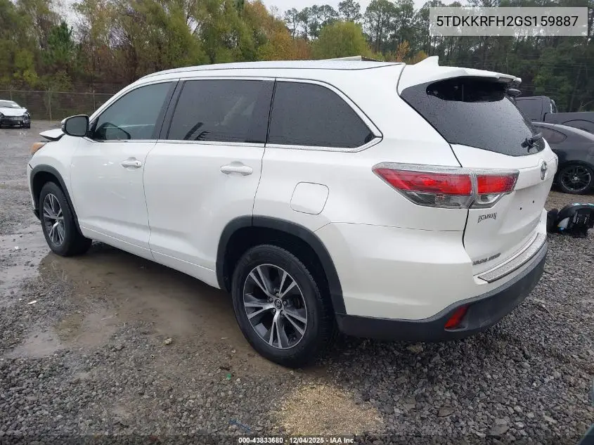 5TDKKRFH2GS159887 2016 Toyota Highlander Xle V6