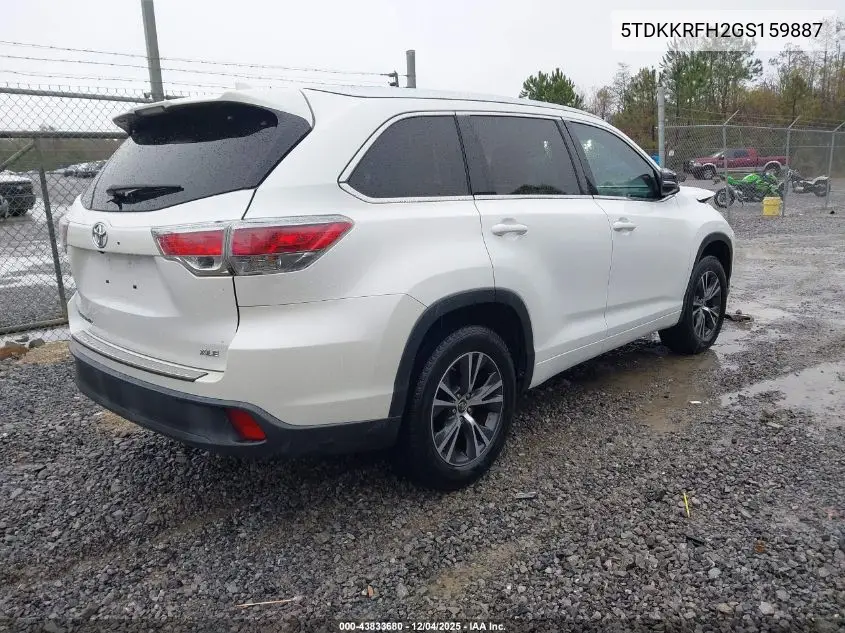 5TDKKRFH2GS159887 2016 Toyota Highlander Xle V6