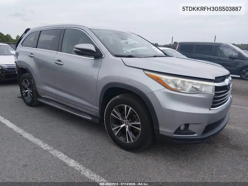 2016 Toyota Highlander Xle V6 VIN: 5TDKKRFH3GS503887 Lot: 45527818