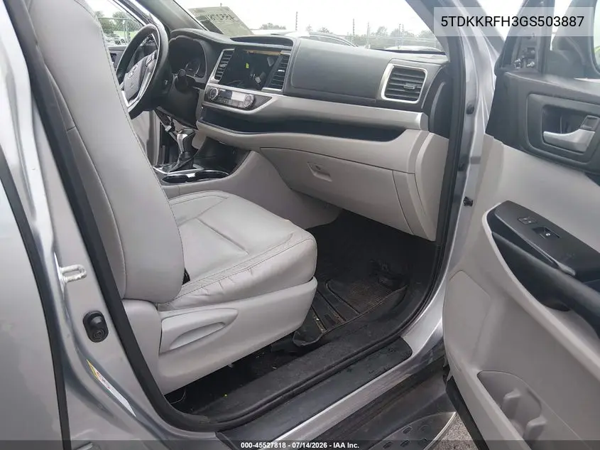 2016 Toyota Highlander Xle V6 VIN: 5TDKKRFH3GS503887 Lot: 45527818