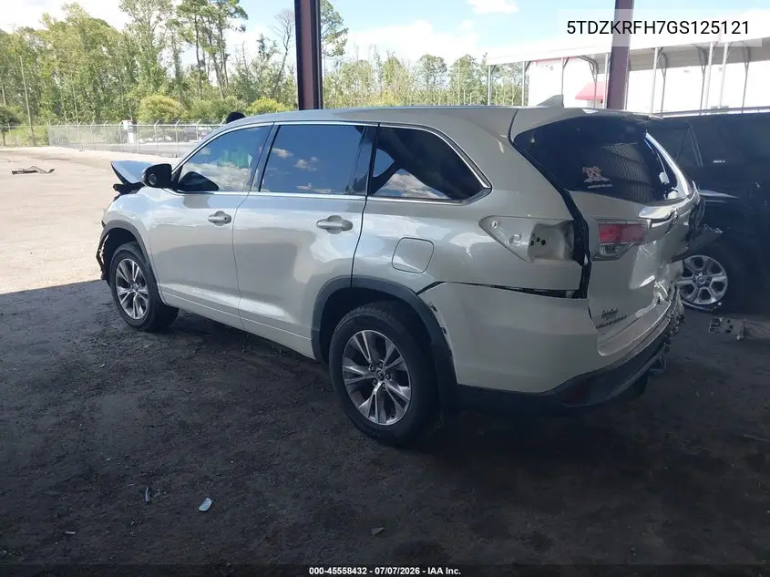 2016 Toyota Highlander Le Plus V6 VIN: 5TDZKRFH7GS125121 Lot: 45558432