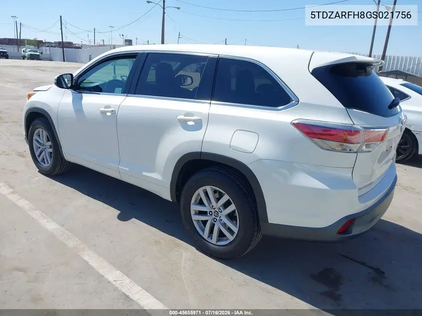 2016 Toyota Highlander Le VIN: 5TDZARFH8GS021756 Lot: 45655971
