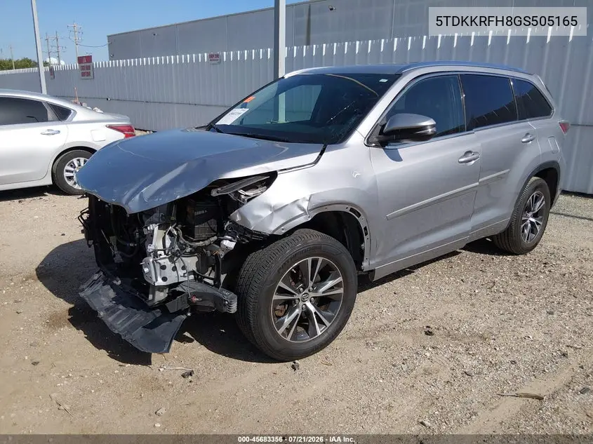 2016 Toyota Highlander Xle V6 VIN: 5TDKKRFH8GS505165 Lot: 45683356
