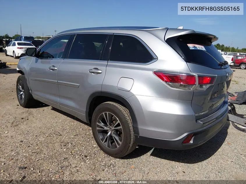 2016 Toyota Highlander Xle V6 VIN: 5TDKKRFH8GS505165 Lot: 45683356