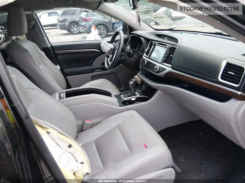 2016 Toyota Highlander Limited V6 VIN: 5TDDKRFHXGS242198 Lot: 45688062