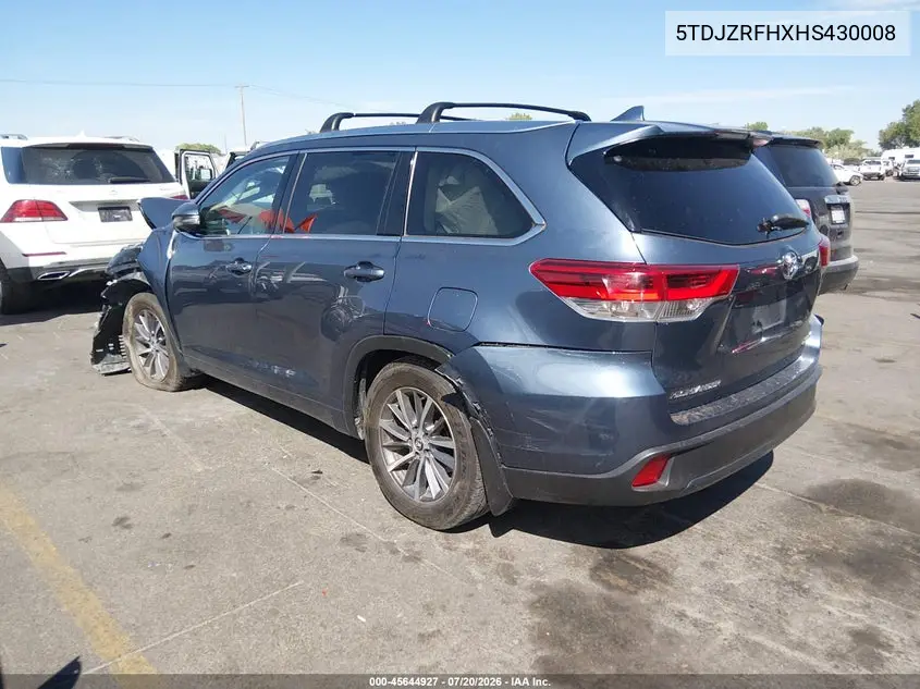 2017 Toyota Highlander Xle VIN: 5TDJZRFHXHS430008 Lot: 45644927