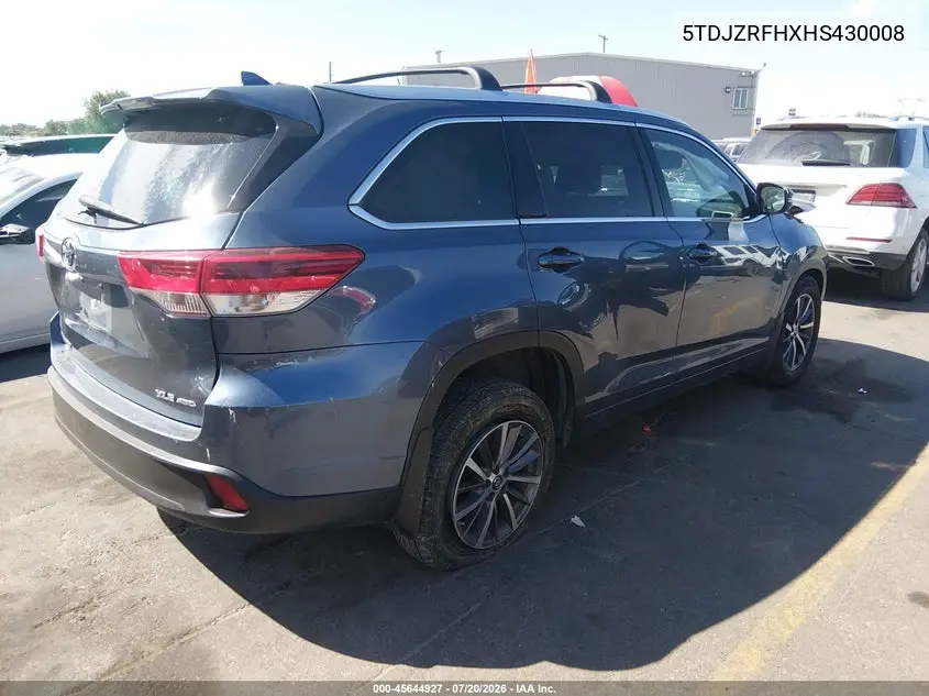 2017 Toyota Highlander Xle VIN: 5TDJZRFHXHS430008 Lot: 45644927